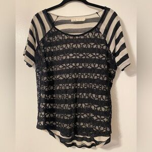 Madewell Hi-line Nightlace Sheer Tee - Size L